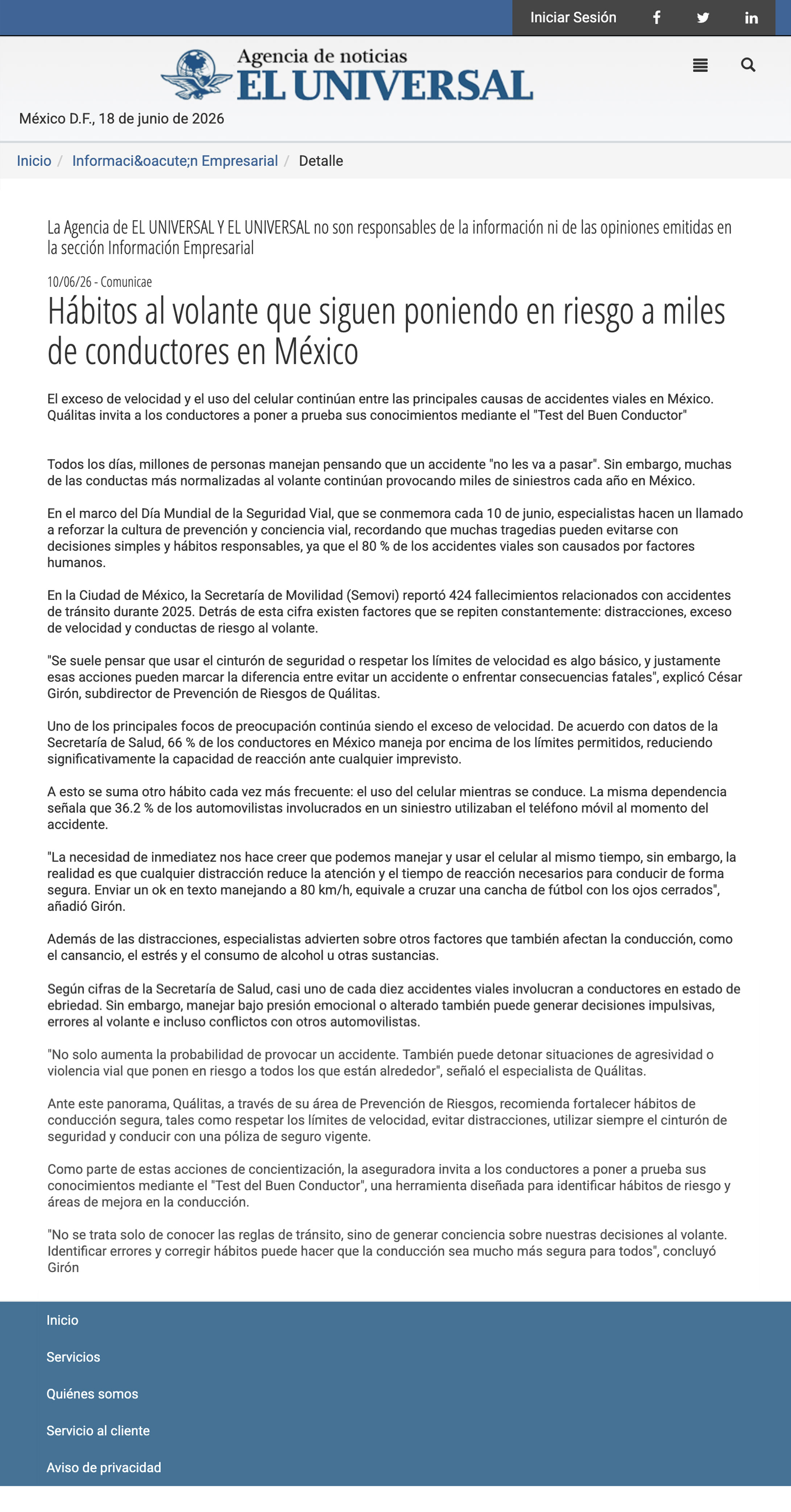 Nota de Prensa